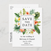 水の色コーラル熱帯フローラ日付を保存 案内ポストカード (正面/裏面)