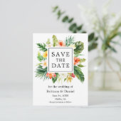 水の色コーラル熱帯フローラ日付を保存 案内ポストカード (スタンド正面)