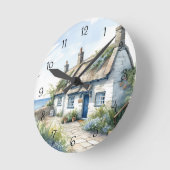 水の色コーンウォールシーサイドコテージウォールクロック ラウンド壁時計 (傾斜)