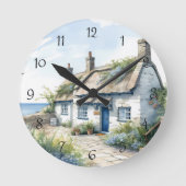 水の色コーンウォールシーサイドコテージウォールクロック ラウンド壁時計 (正面)