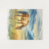 水の色ゴールデンバックスキンワイルドホース上 タペストリー (正面(横))