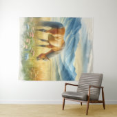 水の色ゴールデンバックスキンワイルドホース上 タペストリー (インサイチュ(横))