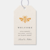 水の色ゴールデンビーウェディングウェルカム ギフトタグ (正面)