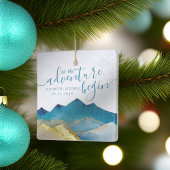 水の色ゴールデンマウンテンウェディング日付を保存 セラミックオーナメント