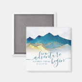 水の色ゴールデンマウンテンウェディング日付を保存 マグネット (正面/裏面)