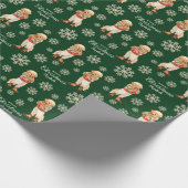 水の色ゴールデンレトリエバードッグクリスマス ラッピングペーパー (角)