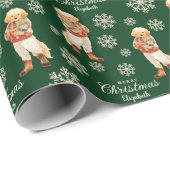 水の色ゴールデンレトリエバードッグクリスマス ラッピングペーパー (ロールコーナー)