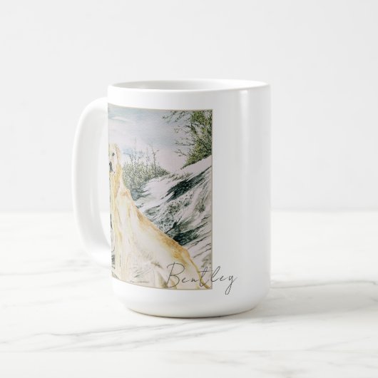 水の色ゴールデン誇りを持ったレトリバードッグパーソナライズ コーヒーマグカップ (正面左)