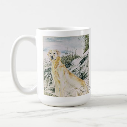 水の色ゴールデン誇りを持ったレトリバードッグパーソナライズ コーヒーマグカップ (左)
