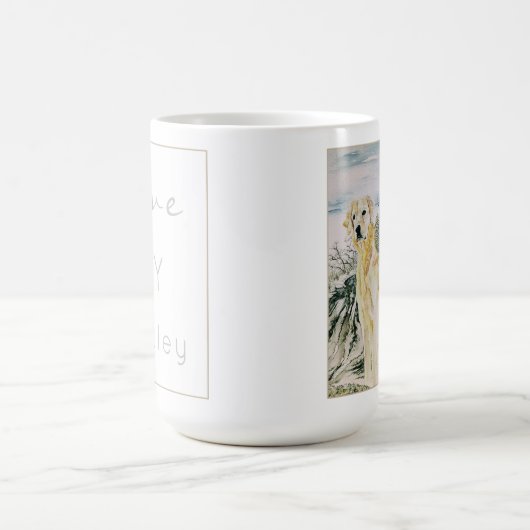 水の色ゴールデン誇りを持ったレトリバードッグパーソナライズ コーヒーマグカップ (中央)