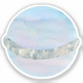 水の色サターン外宇宙バースデーパーティーのお願い シール (正面)