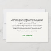 水の色サッカー少年ベビーシャワーサンキューカード 案内状 (裏面)