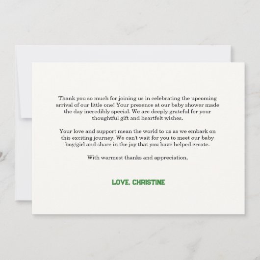 水の色サッカー少年ベビーシャワーサンキューカード 案内状 (裏面)