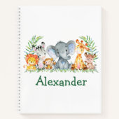 水の色サファリジャングルアニマルズキッズスケッチ ノートブック (正面)