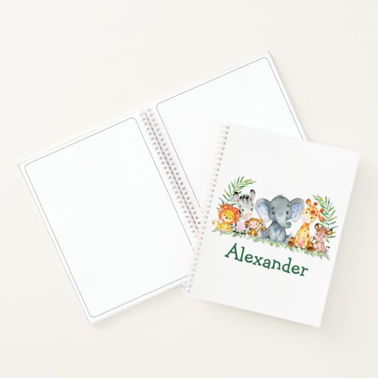 水の色サファリジャングルアニマルズキッズスケッチ ノートブック (内部)