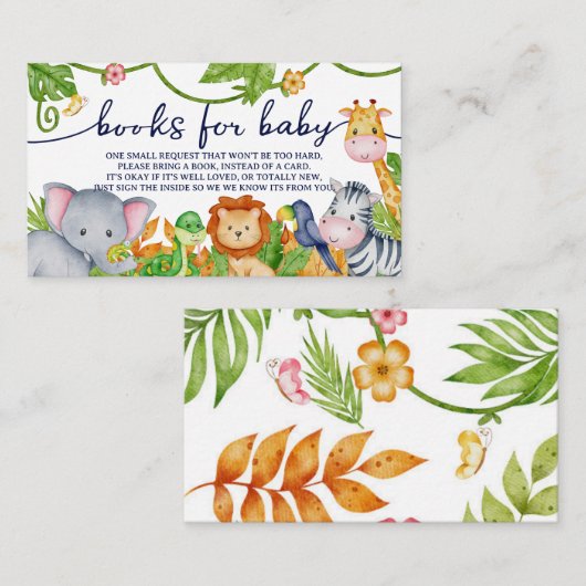 水の色サファリジャングルブックリクエスト赤ちゃんシャワー エンクロージャーカード (正面/裏面)