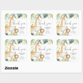 水の色サファリジャングル動物のベビーシャワー スクエアシール (シート)