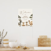 水の色サファリジャングル赤ちゃんシャワーへようこそ ポスター (キッチン)