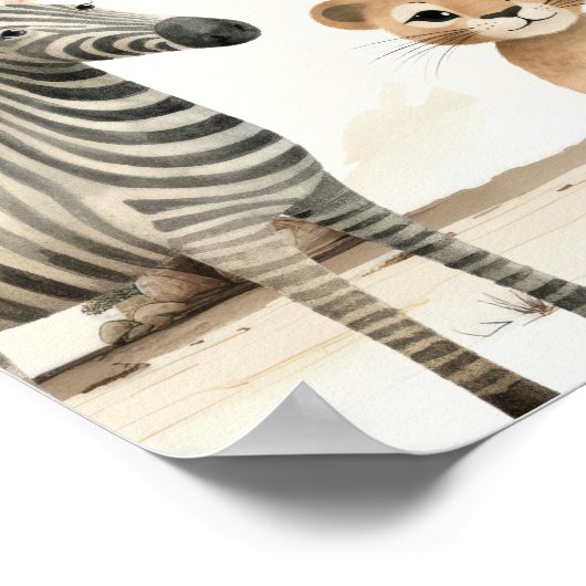 水の色サファリジャングル赤ちゃんシャワーへようこそ ポスター (角)