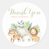 水の色サファリフレンズキッズパーティーありがとう ラウンドシール (正面)