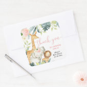 水の色サファリージャングル動物の女の子の赤ちゃんシャワー スクエアシール (封筒)