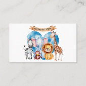 水の色サファリ動物の男の子おむつラッフル 名刺 (裏面)