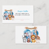 水の色サファリ動物の男の子おむつラッフル 名刺 (正面/裏面)