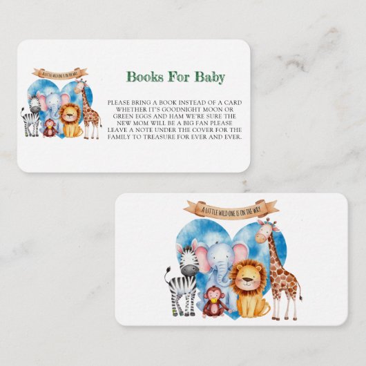 水の色サファリ動物の男の子の赤ちゃんシャワー エンクロージャーカード (正面/裏面)