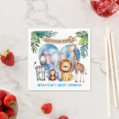 水の色サファリ動物の赤ちゃんシャワー スタンダードカクテルナプキン (インサイチュ)