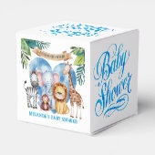 水の色サファリ動物の赤ちゃんシャワー フェイバーボックス (裏面サイド)