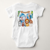 水の色サファリ動物の赤ちゃんシャワー ベビーボディスーツ (裏面)