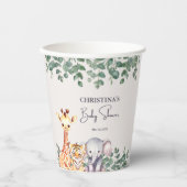 水の色サファリ動物の赤ちゃんシャワー 紙コップ (正面)