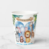 水の色サファリ動物の赤ちゃんシャワー 紙コップ (裏面)