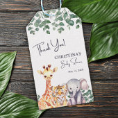 水の色サファリ動物ベビーシャワーありがとう ギフトタグ