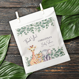 水の色サファリ動物ベビーシャワーありがとう フェイバーバッグ