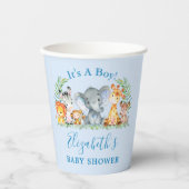 水の色サファリ動物ボーイブルーベビーシャワー 紙コップ (正面)