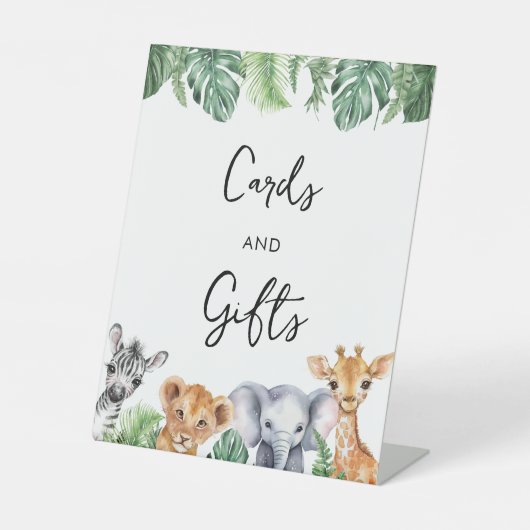 水の色サファリ赤ちゃんシャワーカード&ギフト 台座サイン (正面)