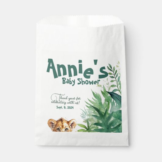 水の色サファリ赤ちゃんシャワー フェイバーバッグ (正面)