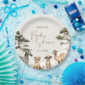 水の色サファリ野生動物のベビーシャワー ペーパープレート (パーティー)