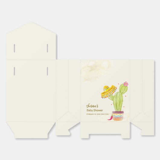 水の色サボタコス'ベビーの赤ちゃんシャワーを取る フェイバーボックス (見開き)