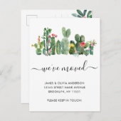 水の色サボテン引っ越しました新しいホームムービング 案内ポストカード (正面/裏面)