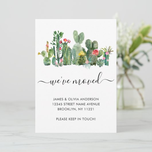 水の色サボテン引っ越しました新しいホームムービング 案内状 (スタンド正面)