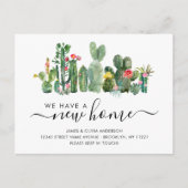 水の色サボテン引っ越しました新しい家かわいい動き 案内ポストカード (正面)