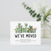 水の色サボテン引っ越しました新しい家かわいい動き 案内ポストカード (スタンド正面)