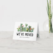 水の色サボテン引っ越しました新しい家かわいい動き 案内状 (正面)