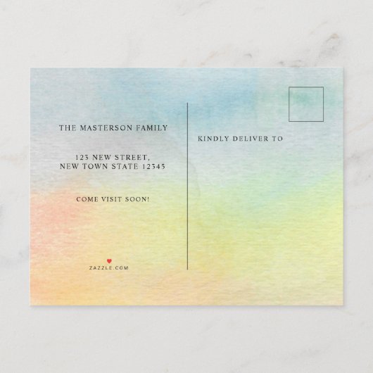 水の色サボテン我々は新しい家を移動した 案内ポストカード (裏面)