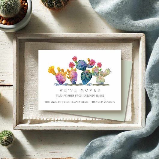 水の色サボテン新しいホーム移動アナウンス エンクロージャーカード