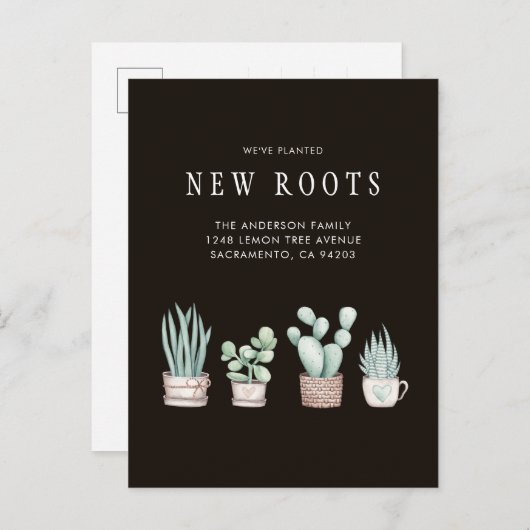 水の色サボテン私たちは新しい根を動かす植えた 案内ポストカード (正面/裏面)