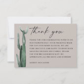 水の色サボテン結婚ズの。ライトチューペグレイ砂漠 サンキューカード (正面)