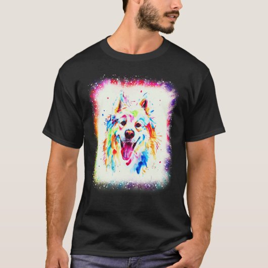 水の色サモイドドッグボーイガール絞り染め漂白ed tシャツ (正面)